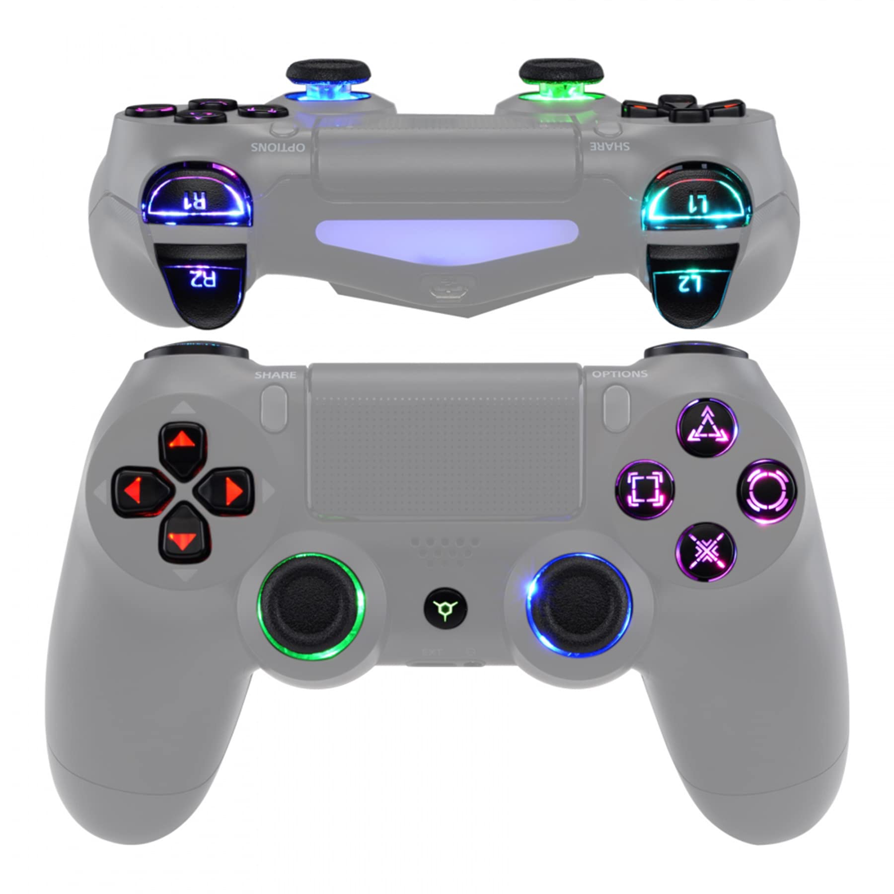 A PlayStation 4 controller with a loading symbol.