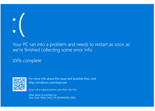 Blue screen error message with Memory Dump Collection and Analysis text.