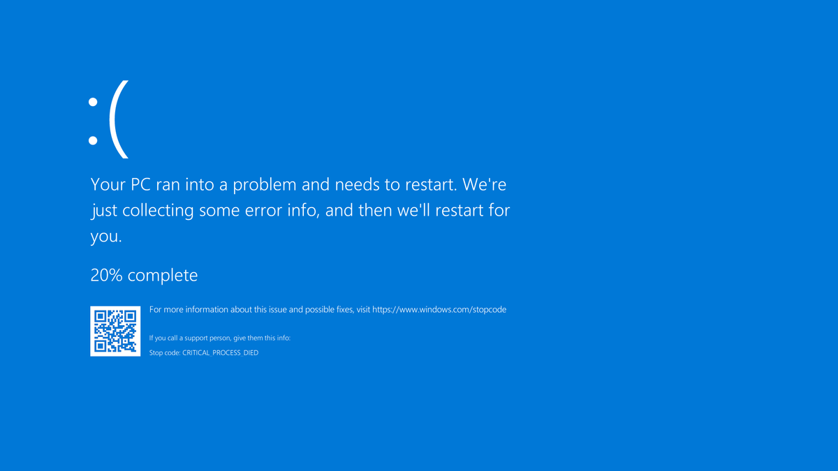 Blue screen of death (BSOD)