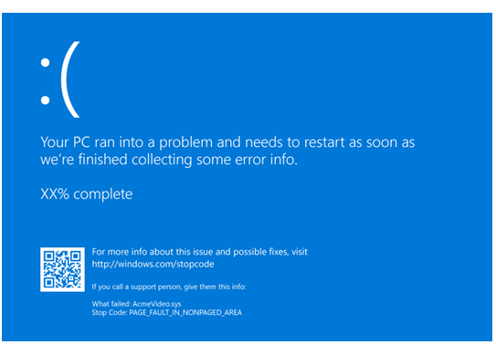 Blue screen with error message for IaStorA.sys Driver