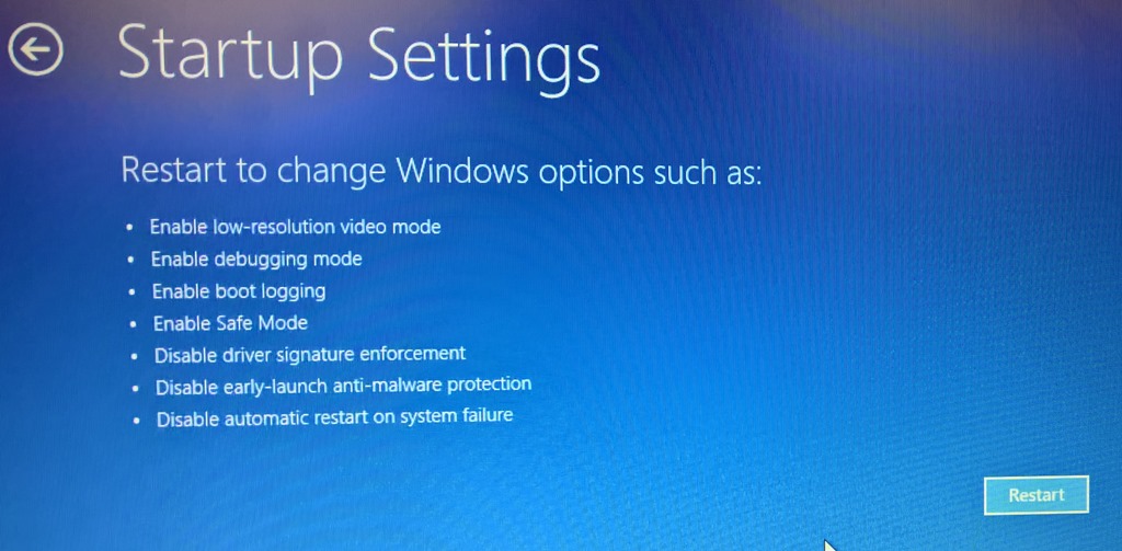 Blue screen with Safe Mode option