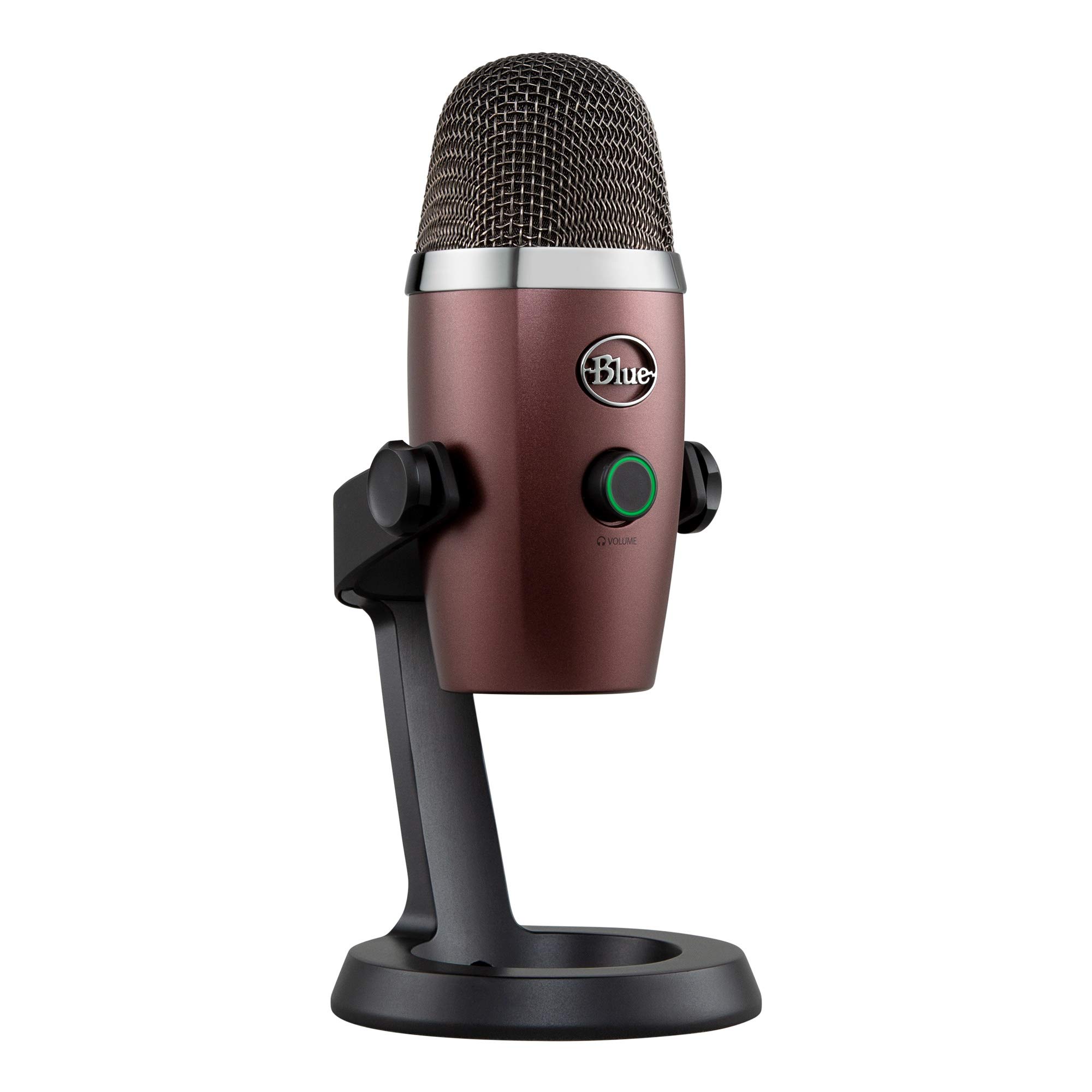 Blue Yeti microphone with a red X over it