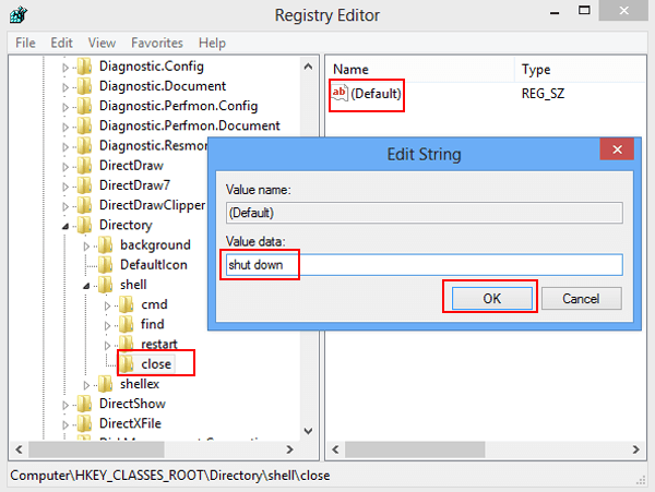 Click OK and then close the Registry Editor.
Restart the computer.