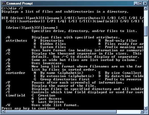 Command Prompt interface.