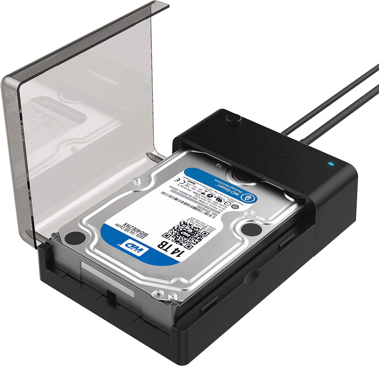 External hard drive connected to a computer or laptop