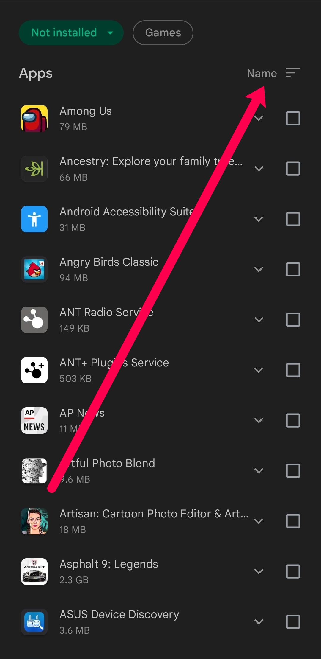 Go back to "Settings" and select "Apps" or "Applications" again.
Find the disabled app and tap on it.