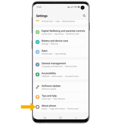 Go to the Settings menu on your Samsung S10 Plus.
Scroll down and select "Software update."