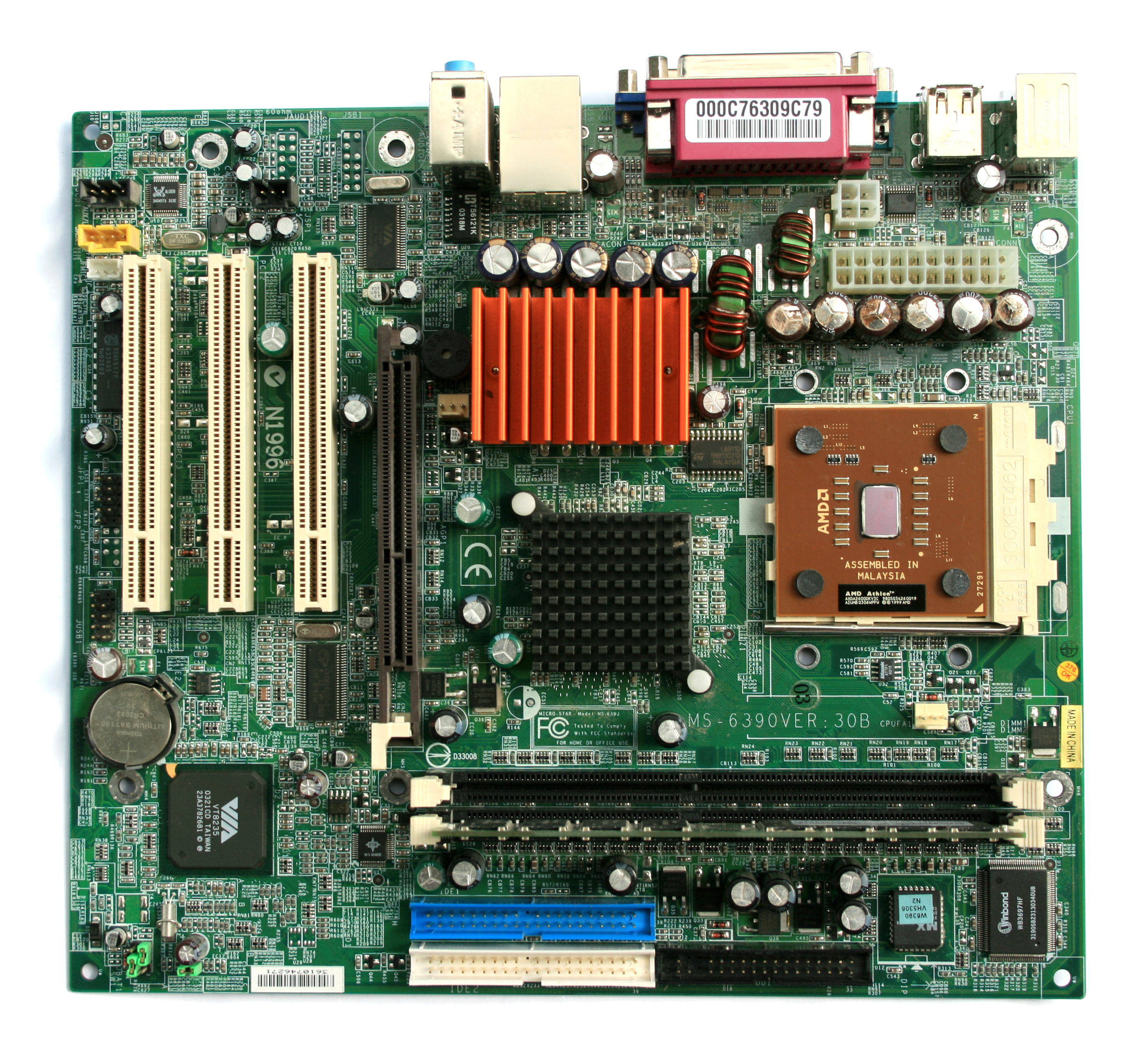 Motherboard with various hardware components such as CPU, RAM, and GPU.