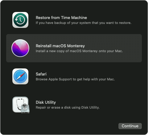 Once connected, your MacBook Pro will start up in Internet Recovery mode.
You will see a macOS Utilities window.