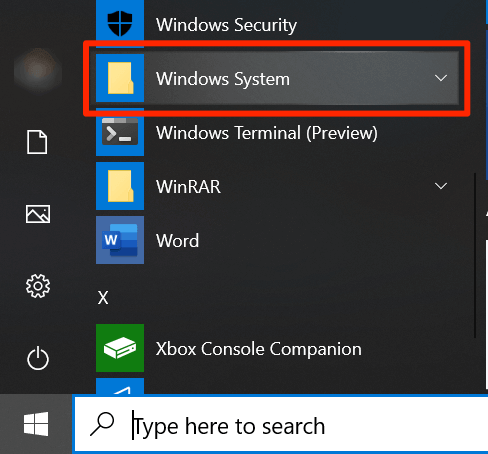 Open Control Panel by searching for it in the Start menu.
Click on System and Security.