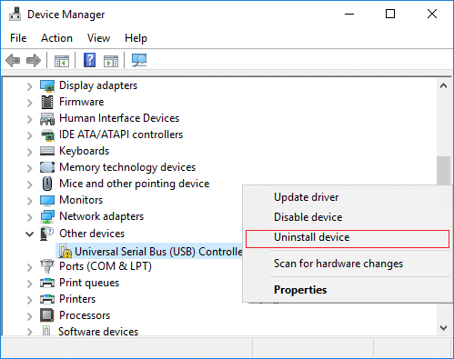 Open the Device Manager by pressing Win+X and selecting Device Manager.
Expand the Universal Serial Bus controllers category.