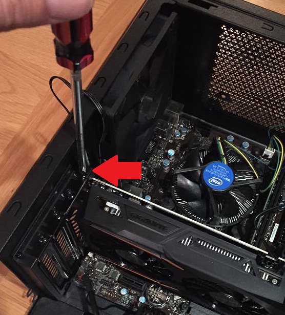 Reinstall the graphics card firmly into its slot
Close the computer case and reconnect the power cord