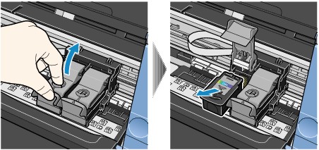 Remove the protective tape from the new toner cartridge.
Insert the new toner cartridge into the printer and push it down until it clicks into place.