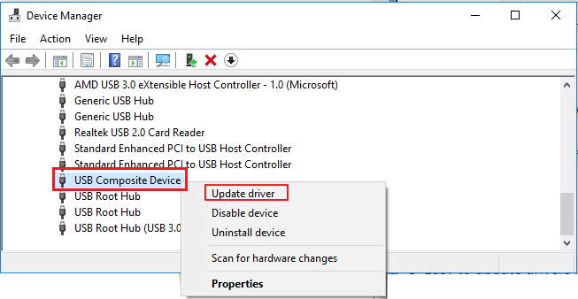 Right-click on the device with the exclamation mark and select Update driver.
Choose the option to Search automatically for updated driver software.
