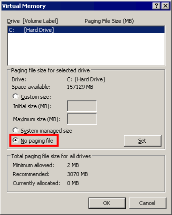 Run Disk Defragmenter
Disable the pagefile again