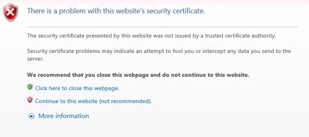 Security certificate warning