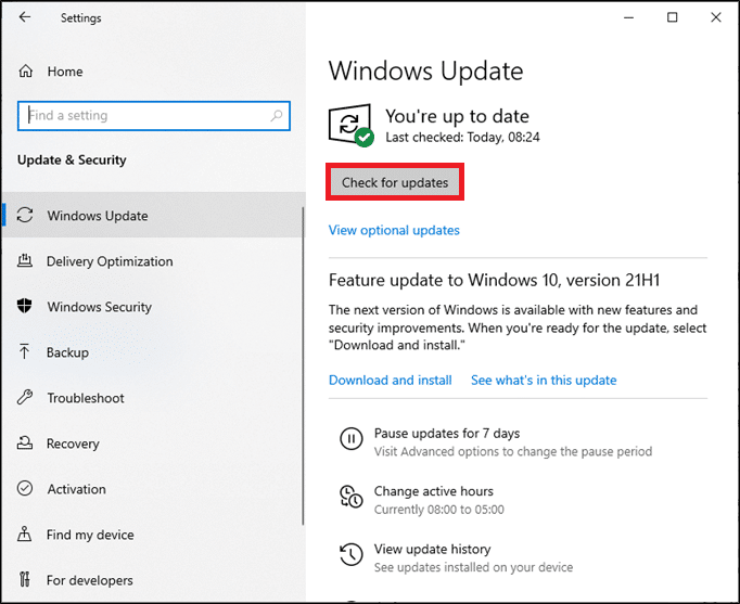 Select Updates
Check for updates and install any available updates
