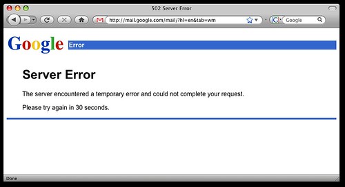 Server error message in Google Chrome
