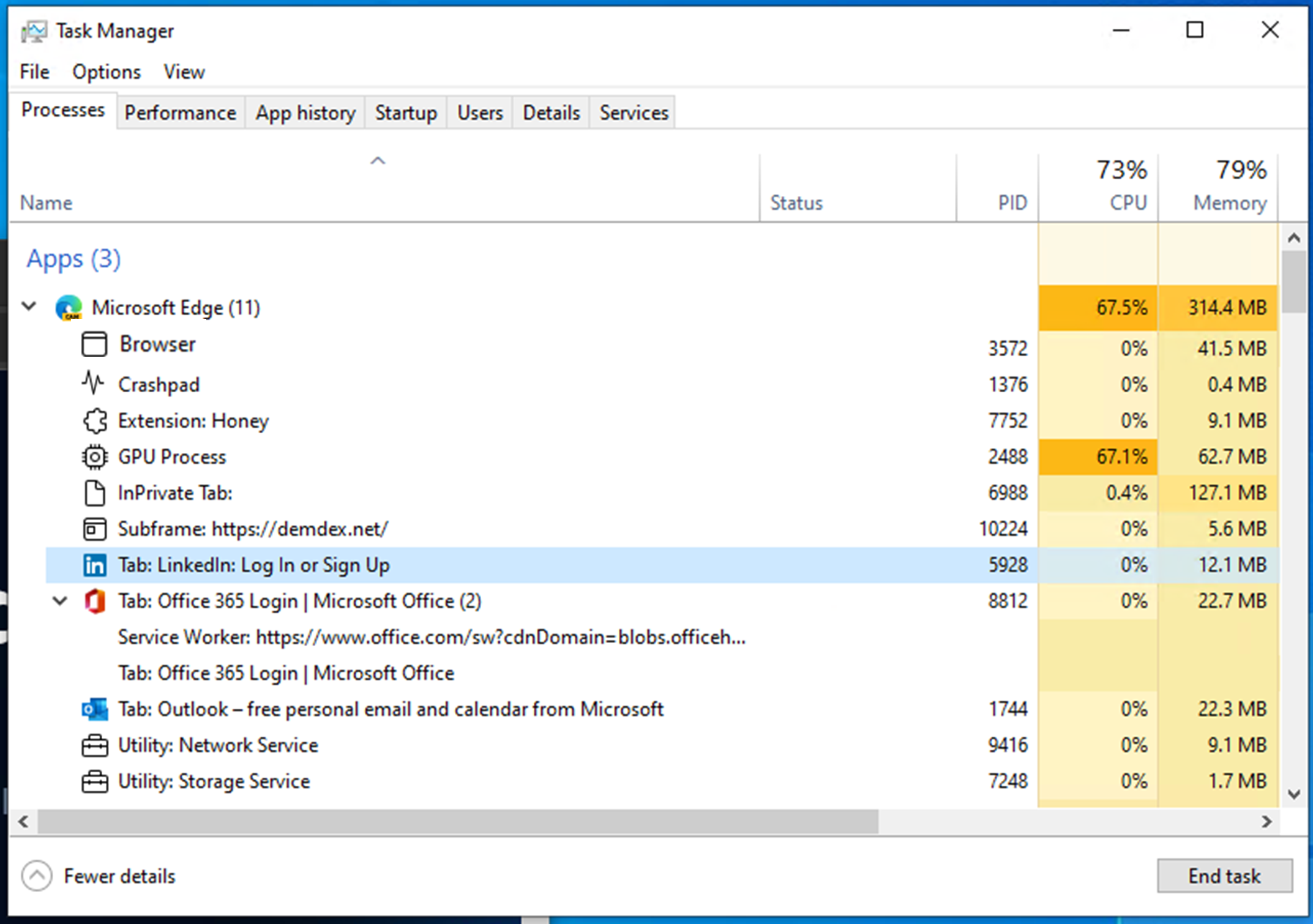 Task Manager showing rogue programs