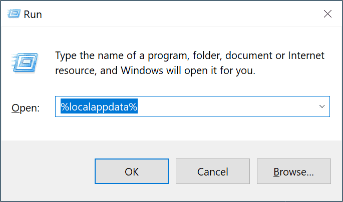 Type %localappdata% and press Enter.
Find the Discord folder and delete it.