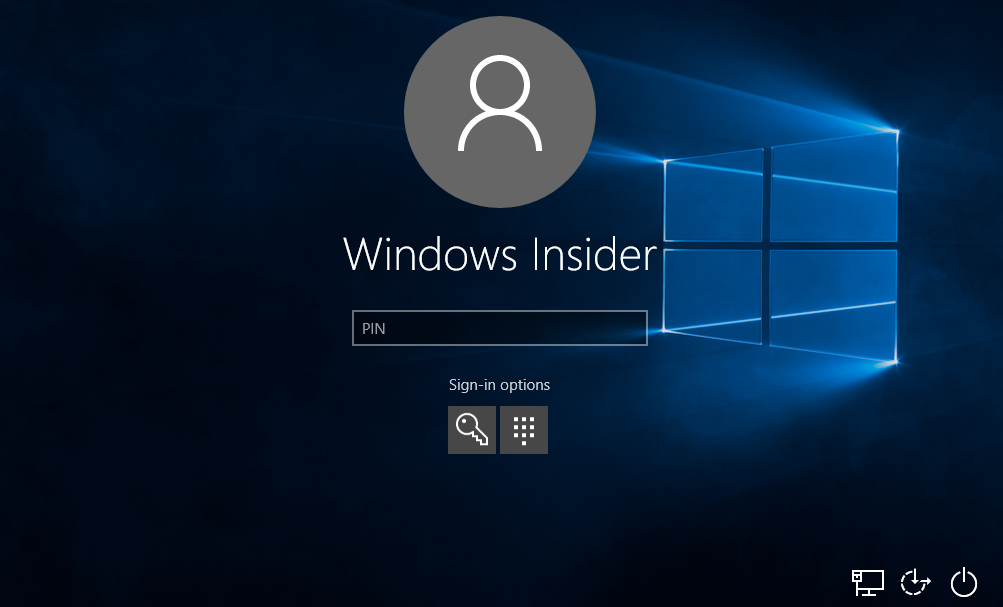 Windows 10 login screen
