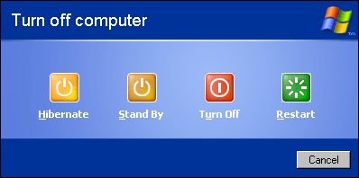 Windows shutdown/restart options