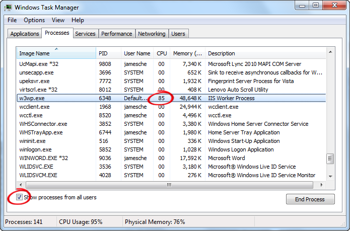 Windows Task Manager showing high CPU usage for rundll32.exe
