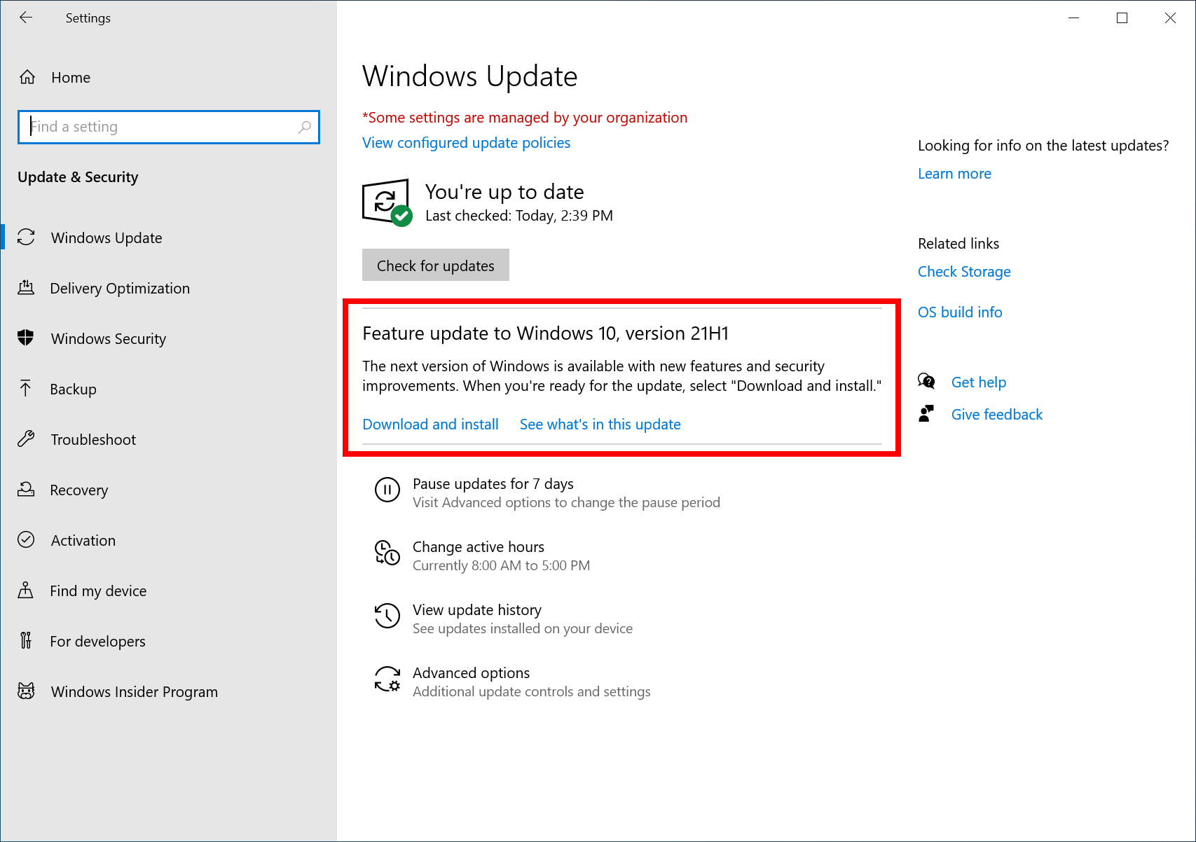 Windows update screen.